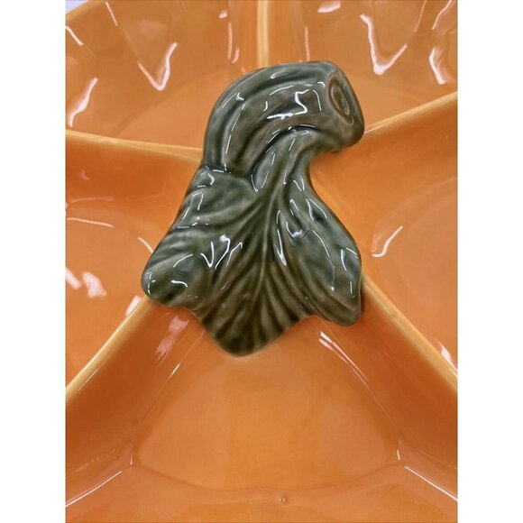 Olfaire of Portugal Pumpkin 11 inch Round 5-Section Divided Serving Platter Tray - Picture 3 of 7